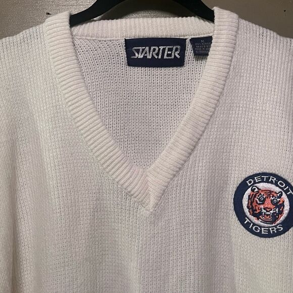 Vintage Starter Detroit Tigers Patch V-Neck Varsity Acrylic Sweater - Picture 3 of 9